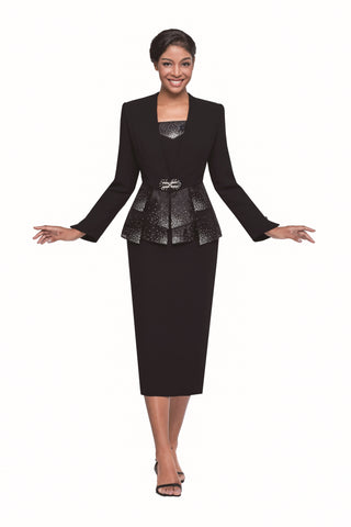Serafina 4340 black skirt suit