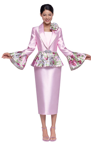 Serafina 4374 pink skirt suit