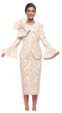 Serafina 4388 gold skirt suit