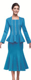 Serafina 4389 turquoise skirt suit