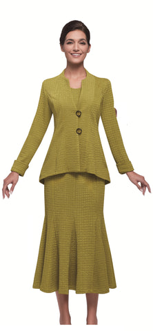 Serafina 4390 kiwi green skirt suit