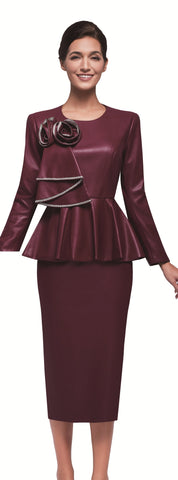 Serafina 4392 burgundy skirt suit