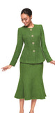 Serafina 4407 green mermaid knit skirt suit