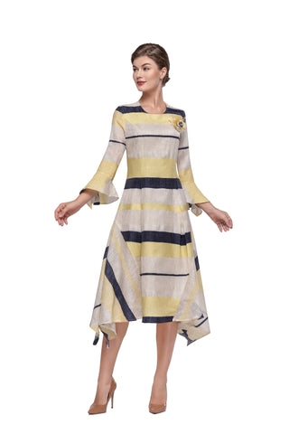 Serafina 6167 yellow stripe dress