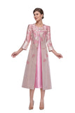 Serafina 6447 jacquard pink jacket dress