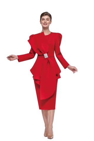 Serafina 6450 red bow dress