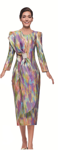 Serafina 6950 jacquard multi colored dress