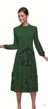 Serafina 6977 green pleated maxi dress