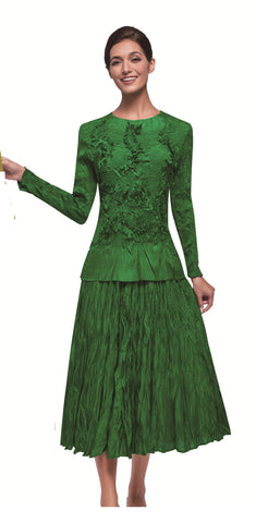 Serafina 6979 emerald green skirt suit