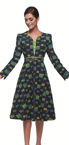 Serafina 6986 denim multicolored dress