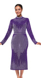 Serafina 7125 purple knit midi dress