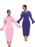 Serafina 7130 bell sleeve scuba dress