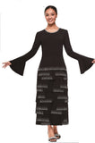 Serafina 7137 black bell sleeve dress