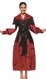 Serafina 7142 red jacquard maxi dress