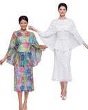 Serafina 723 cape lace skirt suit