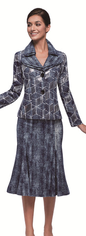 Serafina 725 denim maxi skirt suit