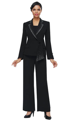 Serafina 7457 black pant suit