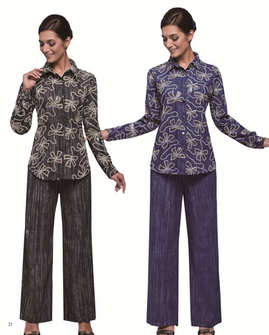 Serafina 7489 denim pant set