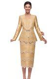 Serafina 4308 champagne gold skirt suit