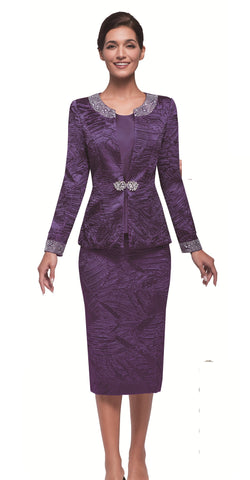 Serafina 4313 purple skirt suit