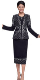 Serafina 4373 black knit skirt suit