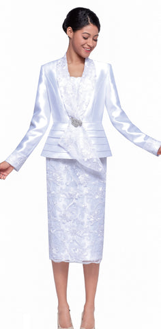 Serafina 4376 white skirt suit