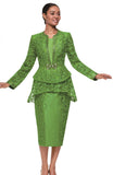 Serafina 4396 emerald green skirt suit