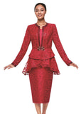 Serafina 4396 red skirt suit