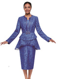 Serafina 4396 royal blue skirt suit