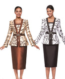 Serafina 4402 print silky twill skirt suit
