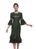 Serafina 6433P green faux leather dress