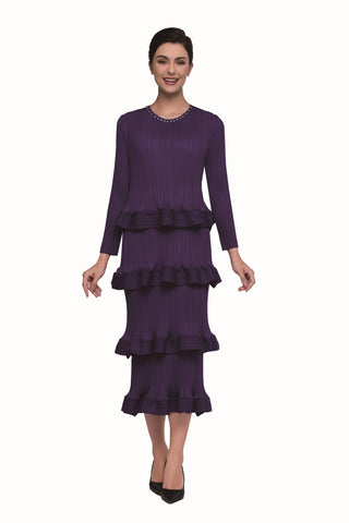 Serafina 6445 purple stretchable dress