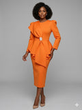 Serafina 6450 Orange midi dress