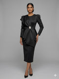 Serafina 6450 black midi dress