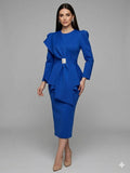 Serafina 6450 royal blue midi dress