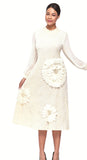 Serafina 6977 ivory pleated dress