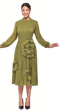 Serafina 6977 kiwi green pleated dress