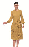 Serafina 6977 mustard pleated dress