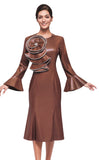 Serafina 6991 brown faux leather dress