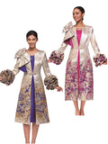 Serafina 7109 lantern sleeve jacquard jacket dress