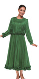 Serafina 7123 green pleated dress