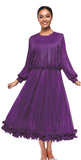Serafina 7123 purple pleated dress