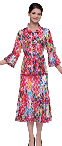 Serafina 722 pink skirt suit