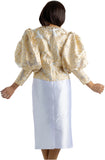 Sharz B London 8022 white jacquard skirt set