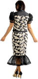 Sharz B London 8062 black denim skirt suit
