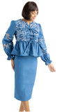 Sharz B London 8073 blue denim skirt set