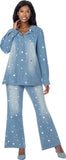 Sharz B London 8182 blue denim pant set
