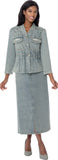 Sharz B London 8192 washed denim maxi skirt set