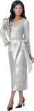 Stellar Looks 601162silver pleated skirt suit