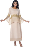 Stellar Looks 601182 champagne skirt suit